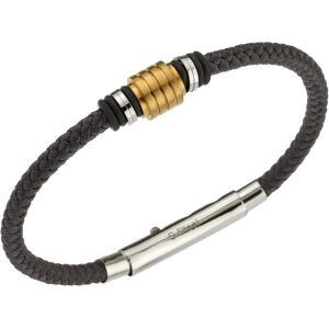 Bracelet Acier Bicolore Coton Gris Tressé 4mm 20  à 22cm