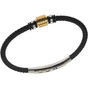 Bracelet Acier Bicolore Coton Noir Tressé 4mm 20  à 22cm