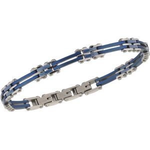 Bracelet Acier Bicolore Céramique Bleue 6.5mm 18  à 20cm