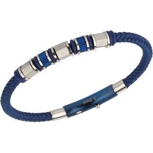Bracelet Acier Tricolore Coton 4mm Bleu Tressé  20  à 21cm
