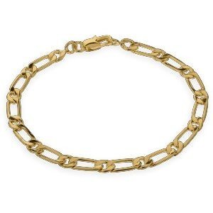 Bracelet Plaqué Or Maille Cheval Ultra Plate Alternée 4.8mm 19cm