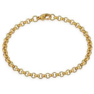 Bracelet Acier Jaune Maille Jaseron 4mm 19cm