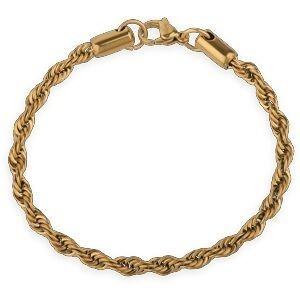 Bracelet Acier Jaune Maille Corde 4mm 19cm