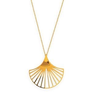 Collier Acier Jaune Motif Eventail 40*39.5mm 42  à 45cm