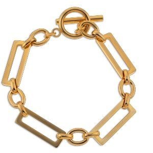 Bracelet Acier Jaune 19.5cm Maille Rectangle 23.5*8.5mm Fermoir Baton