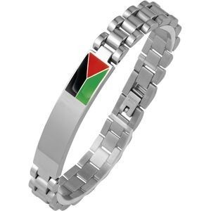 Bracelet Acier Plaque 10*44mm Drapeau Martinique Email Multicolore 10mm 19  à 22cm