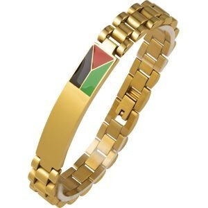 Bracelet Acier Jaune Plaque10*44mm Drapeau Martinique Email Multicol10mm19  à 22cm