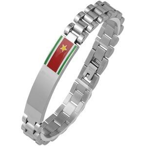 Bracelet Acier Plaque10*44mm Drapeau Guadeloupe Email Multicolore 10mm19  à 22cm