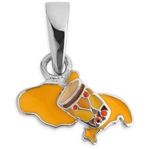 Pendentif Argent 925 Email Carte Martinique Ka 17*15mm Avec Bélière