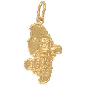 Pendentif Plaqué Or Carte Martinique 15*32mm Avec Bélière