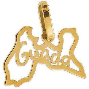 Pendentif Or 375 Carte Gwada 14*14mm Avec Bélière