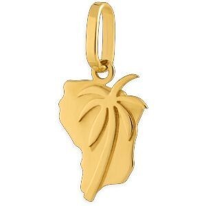 Pendentif Or 750 Carte Guyane Palmier 11.5*19mm Avec Bélière