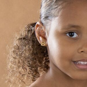 Boucles D'oreilles Plaqué Or Ourson 9*10mm