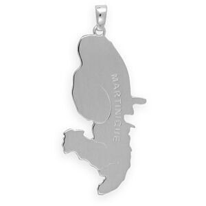 Pendentif Argent 925 Carte Martinique 16*35mm Avec Bélière