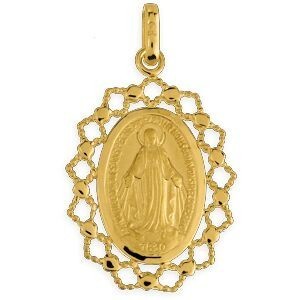 Médaille Plaqué Or Ovale Vierge Miraculeuse 20*35mm Avec Bélière