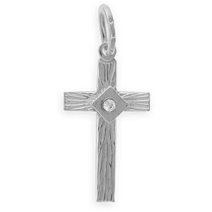 Croix Argent 925 Zirconium 15*35mm avec bélière