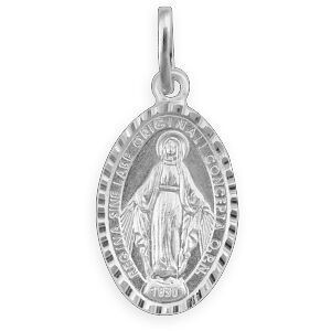 Médaille Miraculeuse Argent 925 Ovale Diamantée 15*30mm Avec Bélière