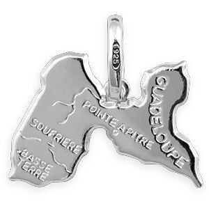 Pendentif Argent 925 Carte Guadeloupe 19*21mm Avec Bélière