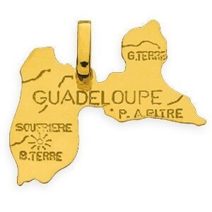 Pendentif Or 750 Carte Guadeloupe 17*15mm Avec Bélère