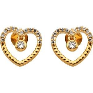 Boucles D'oreilles Plaqué Or Cœur Zirconium 11mm