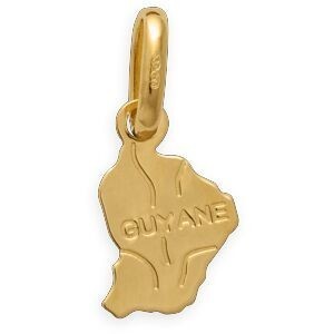 Pendentif Or 750 Carte Guyane 6*13mm Avec Bélière