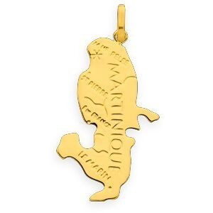 Pendentif Or 750 Carte Martinique 17*33mm Avec Bélère