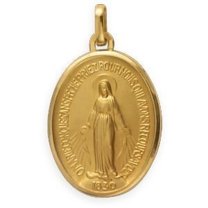 Médaille Or 750 Ovale Vierge Miraculeuse 16*27mm Avec Bélière Or Creux