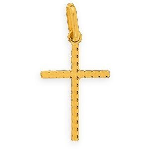 Croix Or 750 Martelée 9.70 *19mm Avec Bélière