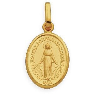 Médaille Or 750 Ovale Vierge Miraculeuse 10*20mm Avec Bélière