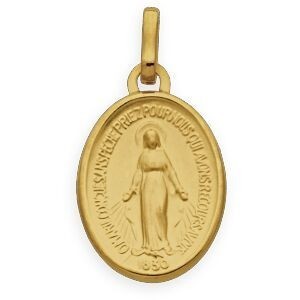 Médaille Or 750 Ovale Vierge Miraculeuse 12*22mm Avec Bélière