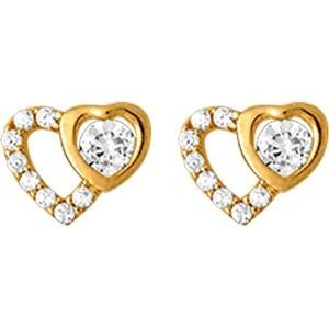Boucles D'oreilles Cœurs Zirconium 7*6mm Or 375 Fermoir Silicone