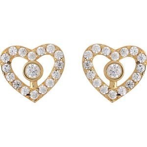 Boucles D'oreilles Cœur Zirconium 7.5*6.7mm Or 375Silicone