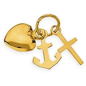 Pendentif Or 750 3 Vertus Moyen Modèle Avec Bélière