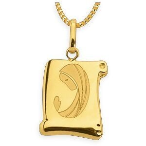 Médaille Or 375 Parchemin Vierge 10*16mm Avec Bélière