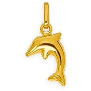 Pendentif Or 375 Dauphin 7.5*15mm Avec Bélière