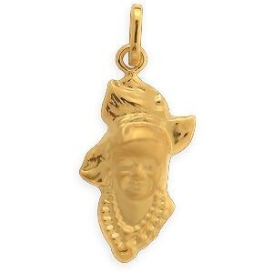 Pendentif Or 375 Tête Antillaise 10*21mm Avec Bélière