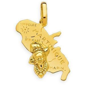 Pendentif Or 375 Martinique Tête Antillaise 18*21mm Avec Bélière