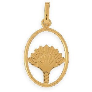 Pendentif Or 375 Arbre du Voyageur Cerclé 12*22mm Avec Bélière