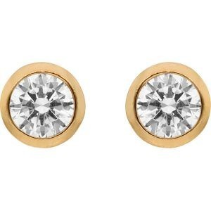 Boucles D'oreilles Zirconium 4mm Serti Clos Plaqué Or