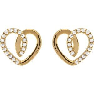 Boucles D'oreilles Cœur Zirconium 10mm Plaqué Or