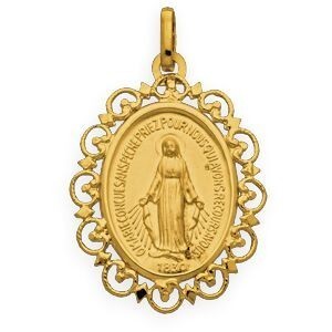 Médaille Or 375 Ovale Vierge Miraculeuse 23*33mm Avec Bélière