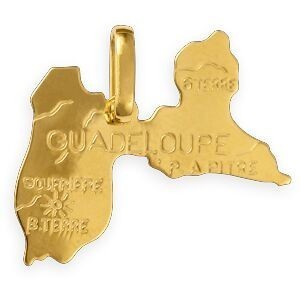 Pendentif Or 375 Carte Guadeloupe 17*15mm Avec Bélière