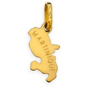Pendentif Or 375 Carte Martinique 6*15mm Avec Bélière