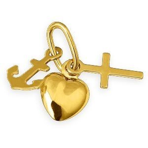 Pendentif Or 375 3 Vertus Moyen Modèle 20mm Avec Bélière