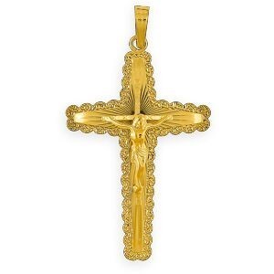 Croix Christ Or 375 27.5*49mm Avec Bélière