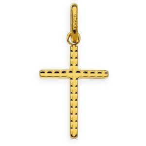 Croix Or 375 Martelée 9.70*19mm Avec Bélière