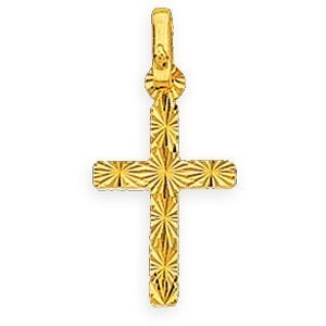 Croix Or 375 Diamantée 10*20mm Avec Bélière