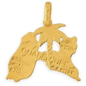 Pendentif Or 375 Carte Guadeloupe 18*22mm Avec Bélière