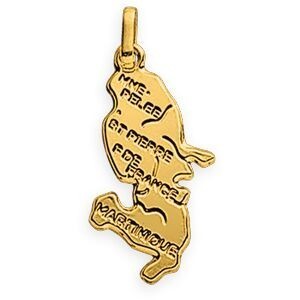 Pendentif Or 375 Carte Martinique 12*28mm Avec Bélière