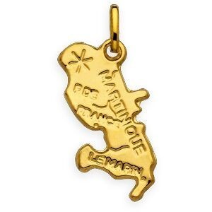 Pendentif Or 375 Carte Martinique 10*20mm Avec Bélière